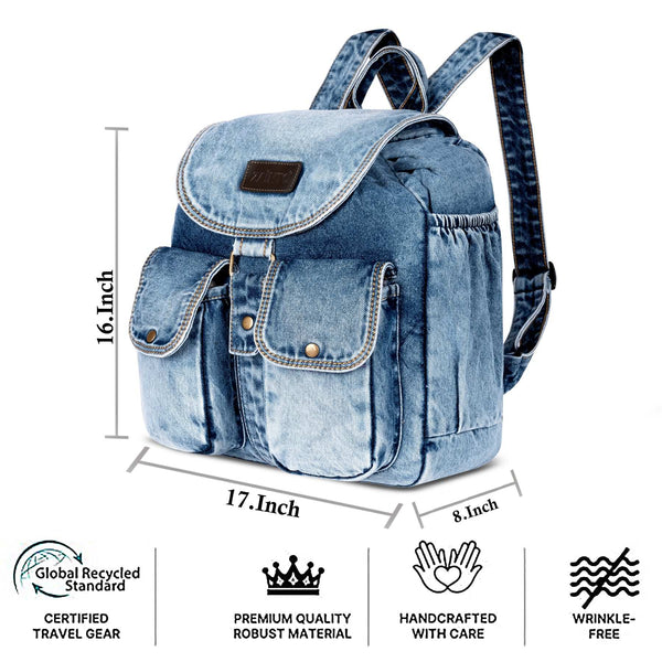 Stylish Denim Flap Backpack for Women & Men