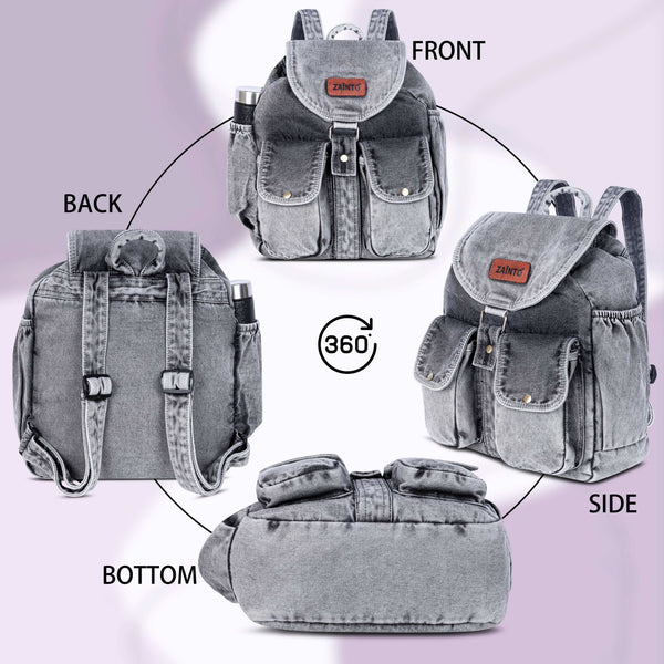 ZAINTO Denim Backpacks for men and women Stylish Outdoor Travel bag