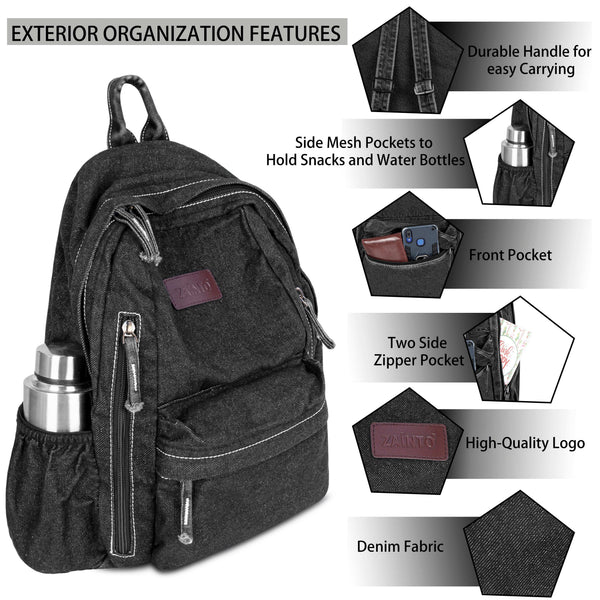 ZAIINTO Denim Backpacks for men and women Stylish Outdoor Travel bag