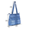 ZAINTO® Women's Denim Tote Bag with Zip Closure | Stylish, Spacious & Durable Shoulder Bag for College, Work & Travel | Eco-Friendly, Lightweight & Reusable Blue Jean Handbag