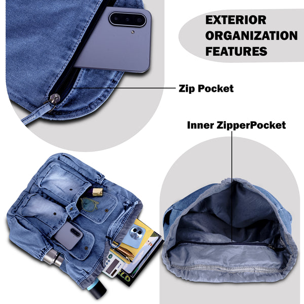 Stylish Denim Flap Backpack for Women & Men