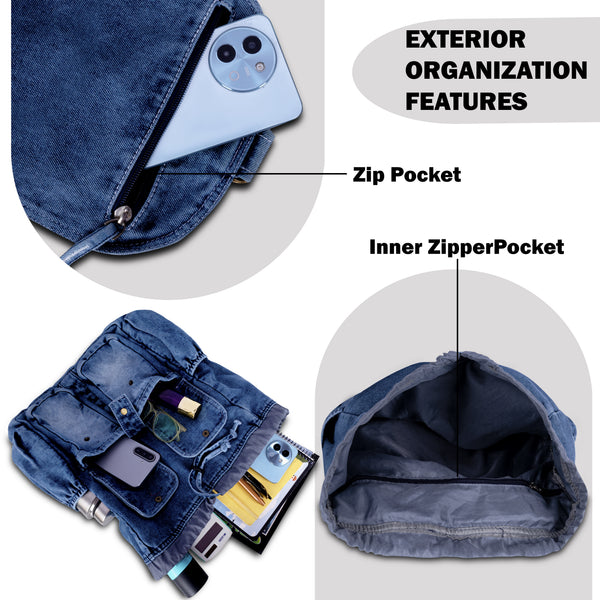 ZAINTO Denim Backpacks for men and women Stylish Outdoor Travel bag