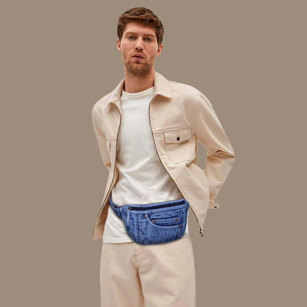 ZAINTO® Premium Denim Fanny Pack,Waist Bag for Men & Women
