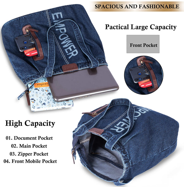 ZAINTO Denim Tote Bag for Women