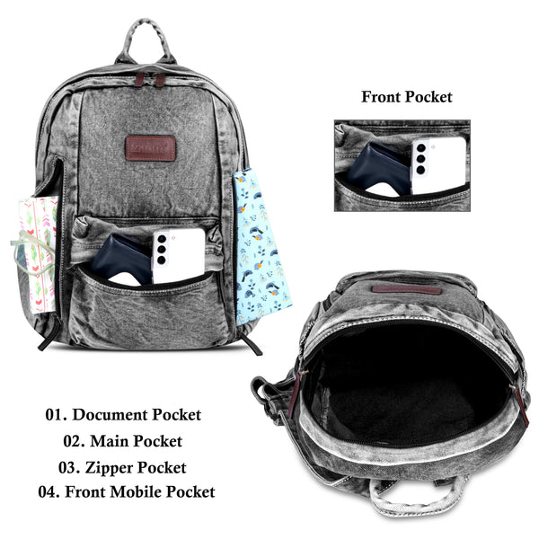 ZAIINTO Denim Backpacks for men and women Stylish Outdoor Travel bag