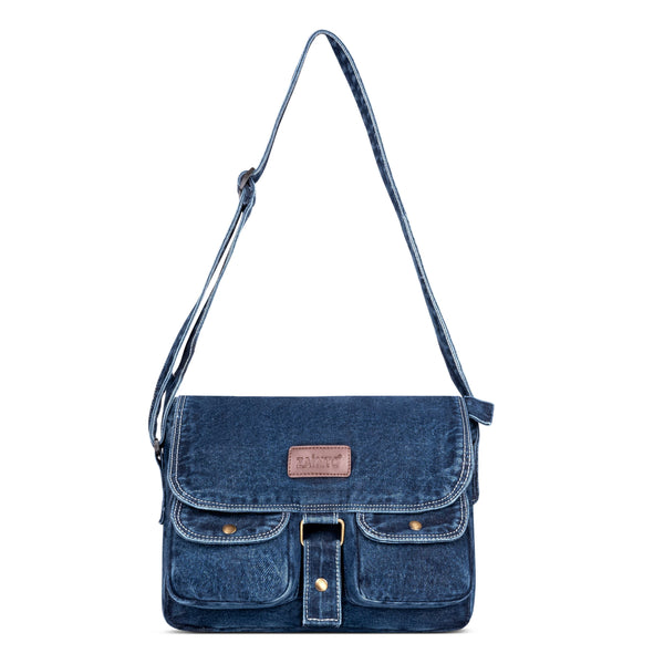 ZAINTO Denim Sling Bag for women and men Unisex Design, Crossbody Bag Adjustable Strap Students Stylish, Durable, and Eco-Friendly Book Bag