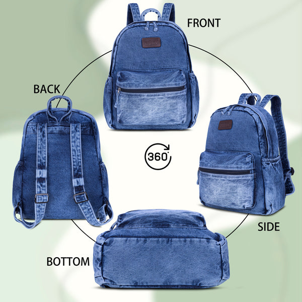 ZAINTO® Women's Denim Laptop Backpack | Eco-Friendly Office & Work Bag with Laptop Sleeve | Stylish Lightweight Professional Bag for Women | Travel, Business, School & Daily Use