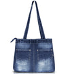 ZAINTO® Denim Tote Bag for Women with Zip | Stylish Shoulder Bag for College, Travel, Work | Spacious, Eco-Friendly, Lightweight Casual Jean Tote | Blue Durable Handbag for Girls & Ladies