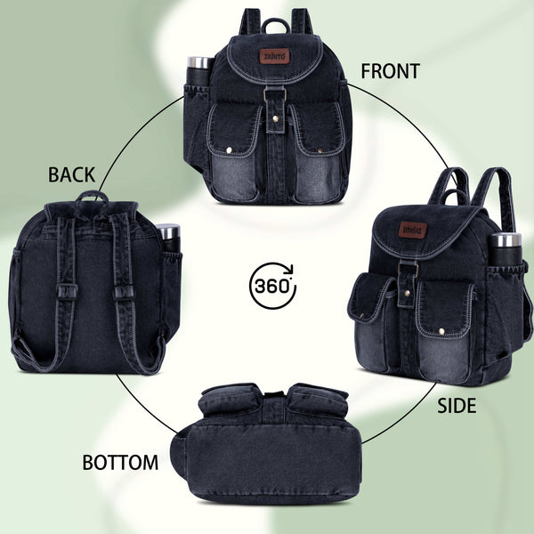 ZAINTO Stylish Denim Flap Backpack for Women & Men – Lightweight, Durable, and Spacious Bag for Travel, School, or Daily Use bag for women