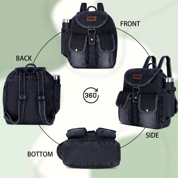 ZAINTO Stylish Denim Flap Backpack for Women & Men – Lightweight, Durable, and Spacious Bag for Travel, School, or Daily Use bag for women