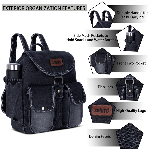 ZAINTO Stylish Denim Flap Backpack for Women & Men – Lightweight, Durable, and Spacious Bag for Travel, School, or Daily Use bag for women