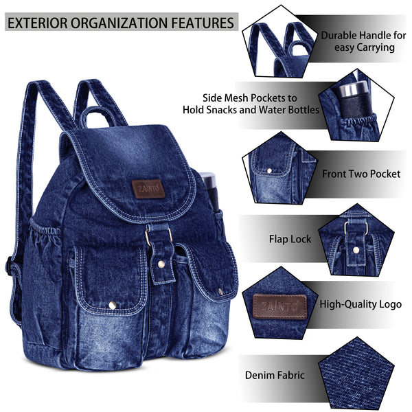 ZAINTO Denim Backpacks for men and women Stylish Outdoor Travel bag