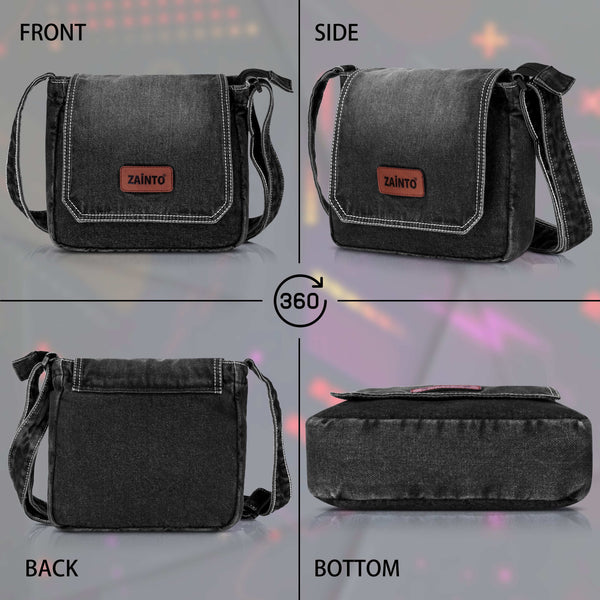 ZAINTO Eco-Friendly Denim Crossbody Bag – Casual bag for women and men Messenger Shoulder Bag for Everyday Use