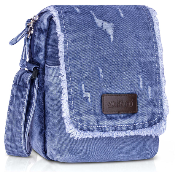 ZAINTO Crossbody Sling Bag for Women & Girls – Stylish Denim Casual Fringe Shoulder Bag with Adjustable Strap