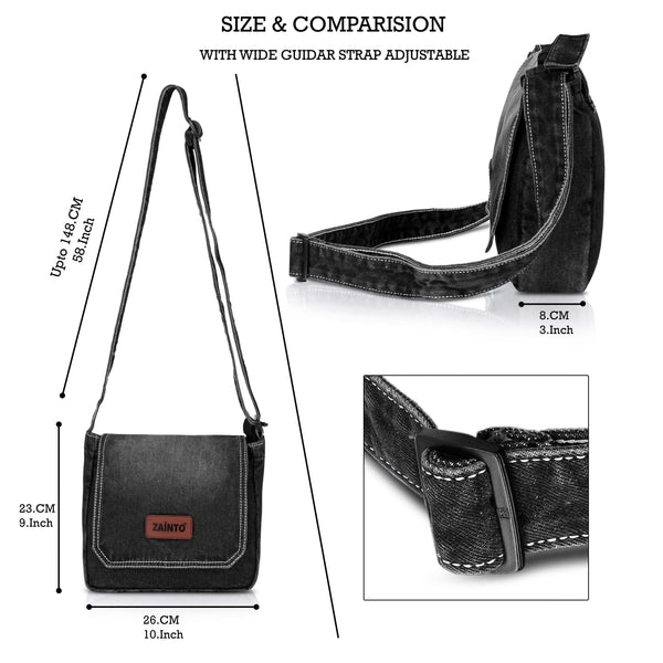 ZAINTO Eco-Friendly Denim Crossbody Bag – Casual bag for women and men Messenger Shoulder Bag for Everyday Use