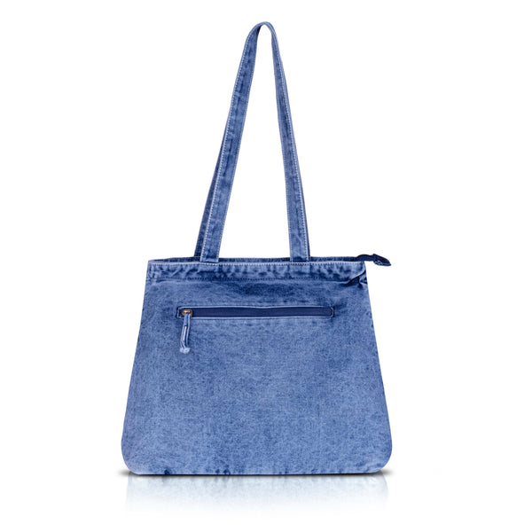 ZAINTO® Denim Tote Bag for Women with Zip | Stylish Shoulder Bag for College, Work & Travel | Eco-Friendly, Spacious,Handbag with jeans Pockets