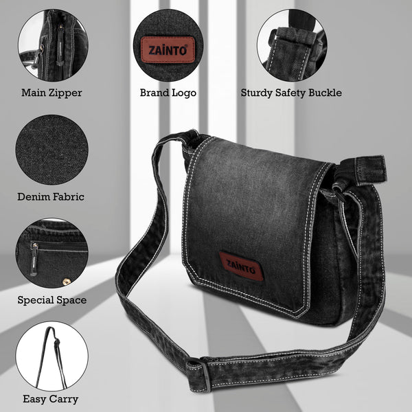 ZAINTO Eco-Friendly Denim Crossbody Bag – Casual bag for women and men Messenger Shoulder Bag for Everyday Use