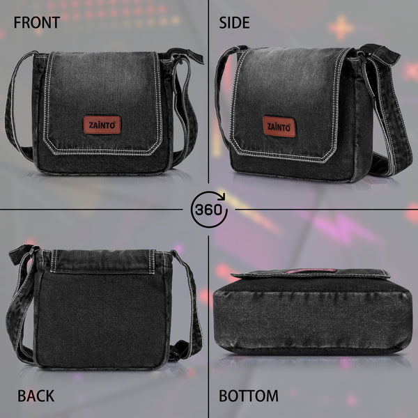 ZAINTO Eco-Friendly Denim Crossbody Bag – Casual bag for women and men Messenger Shoulder Bag for Everyday Use