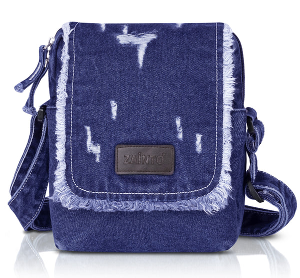 ZAINTO Stylish Denim Crossbody Sling Bag for Women & Girls – Casual Fringe Shoulder Bag with Adjustable Strap