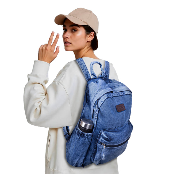 ZAINTO® Women's Denim Laptop Backpack | Eco-Friendly Office & Work Bag with Laptop Sleeve | Stylish Lightweight Professional Bag for Women | Travel, Business, School & Daily Use
