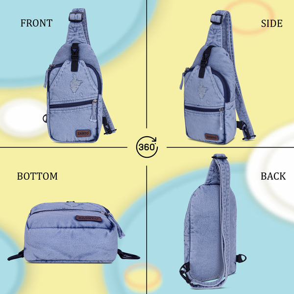 ZAINTO® Slim Denim Crossbody Sling Bag for Men & Boys