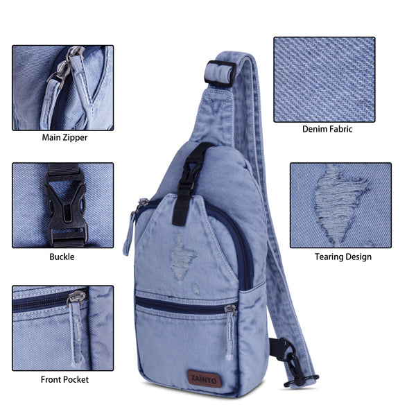 ZAINTO® Slim Denim Crossbody Sling Bag for Men & Boys
