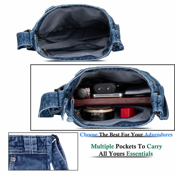 ZAINTO Premium Denim Sling Bag for Women Jeans cross packet bag