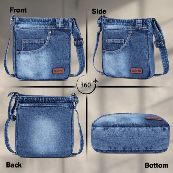 ZAINTO Premium Denim Sling Bag for Women Jeans cross packet bag