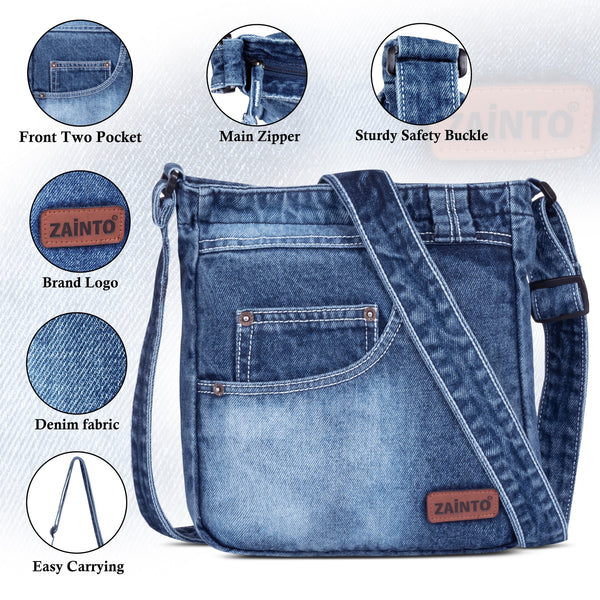 ZAINTO Premium Denim Sling Bag for Women Jeans cross packet bag