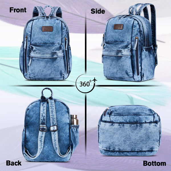 ZAINTO Denim Backpacks for women Stylish Outdoor Travel Commute Daypack Large Capacity Schoolbag College Students Junior High School Students Bookbag