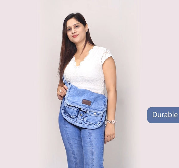 ZAINTO Denim Sling bag Students Book Bag for women