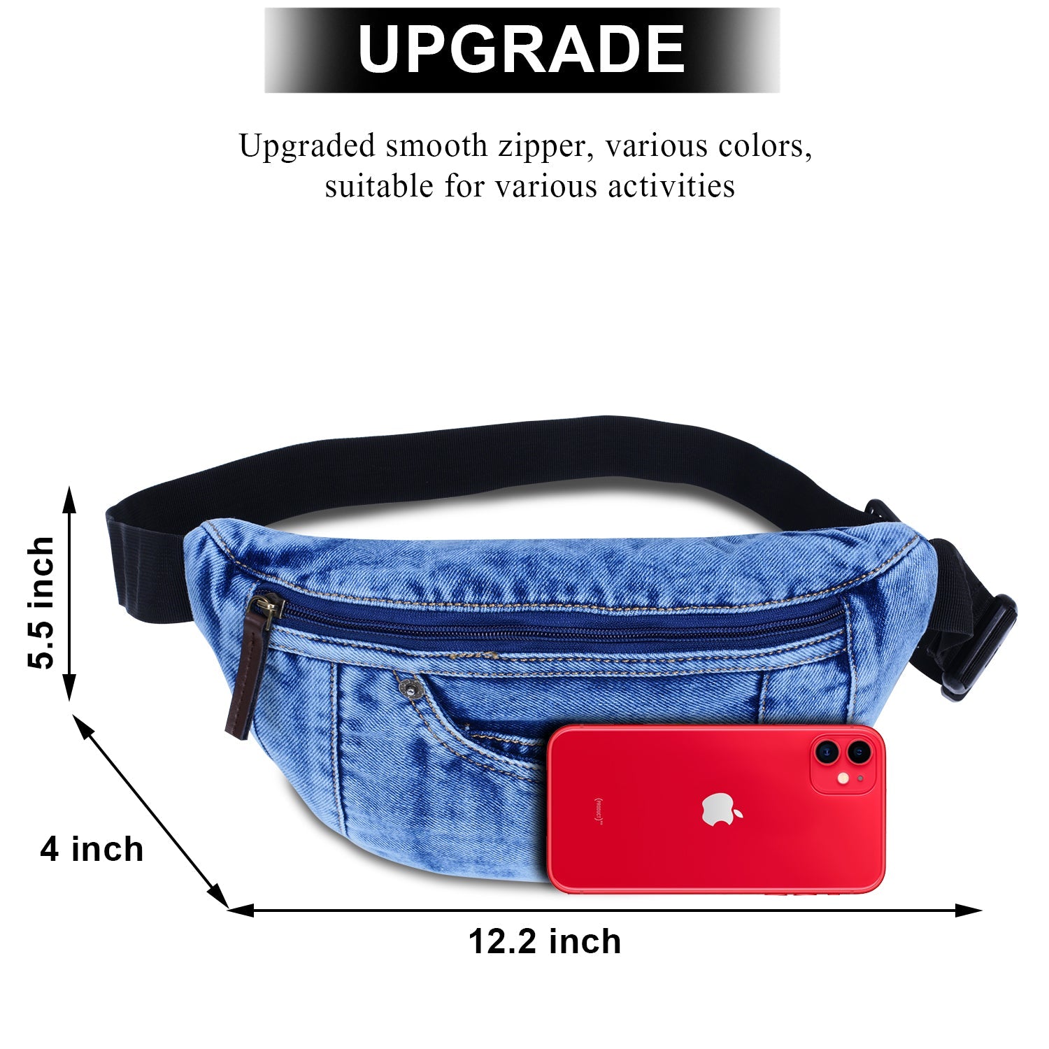 Denim Waist Bag, Cross Body Travel Pouch for Men, Women - ZAINTO Bag