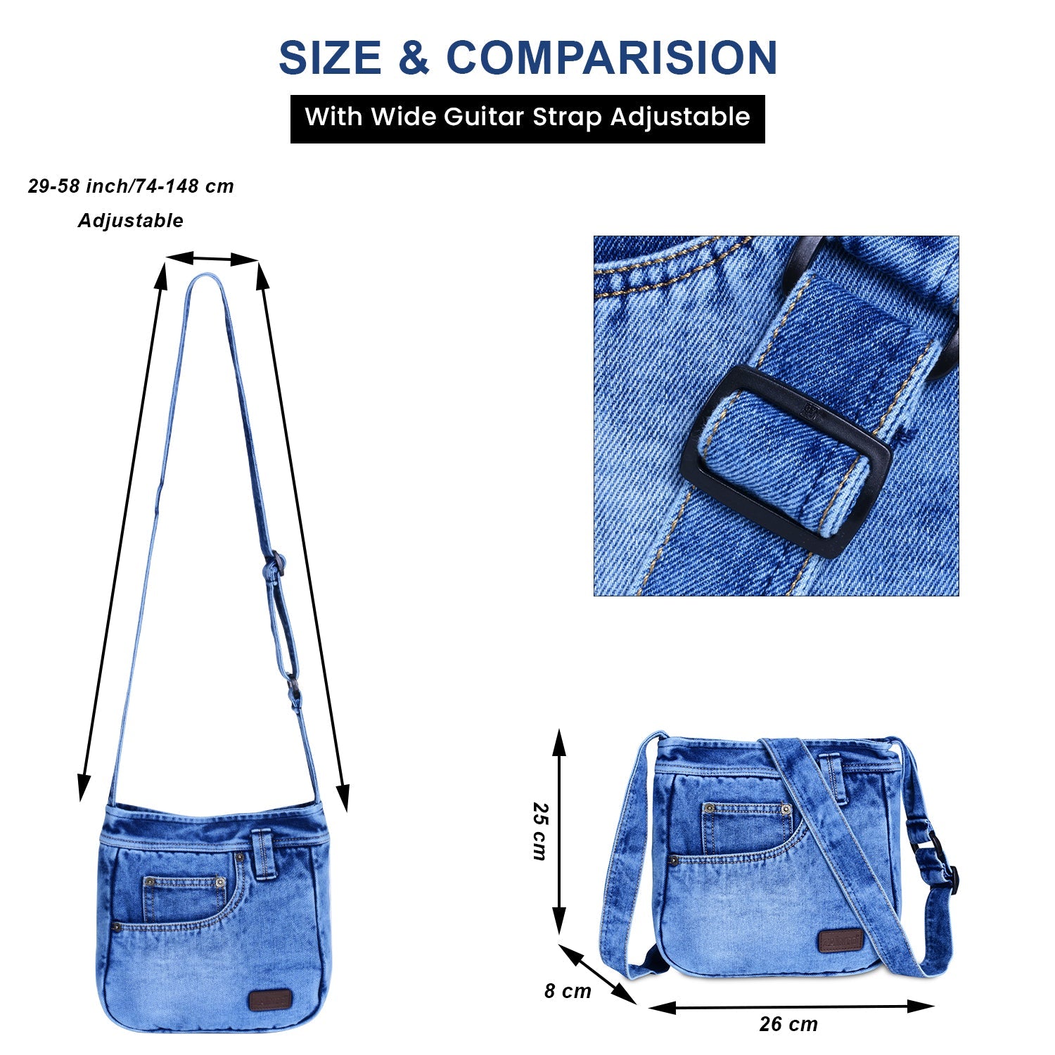 Premium Denim Sling Bag for Women and men Jeans pocket style - ZAINTO Bag