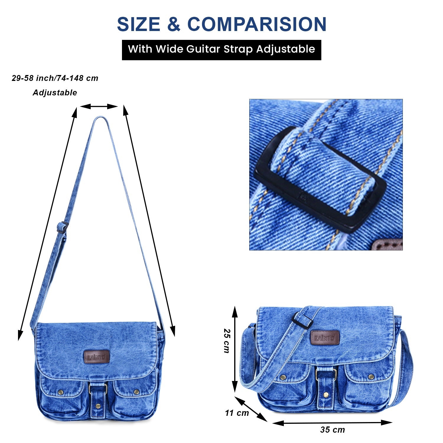 ZAINTO Denim Sling bag Students Book Bag for women - ZAINTO Bag